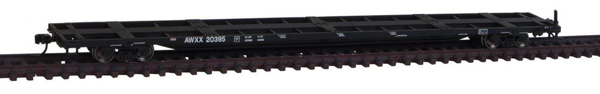 Atlas N Trainman(R) Plus 85' Trash Container Flatcar - Ready to Run -- Allied Waste AWXX #20395 (black, white Conspicuity Markings)