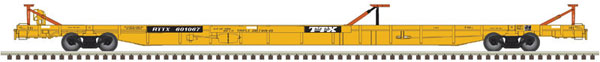 Atlas ACF 89' F89-J Flatcar with Triple Hitches - Ready to Run -- TTX RTTX 601325 (yellow, black) - ATL50005540