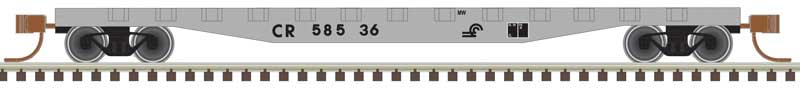 Atlas N 50' Steel Flatcar with Stakes - Ready to Run -- Conrail 58536 (gray, black)