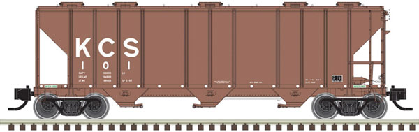 Atlas N PS-4000 3-Bay Covered Hopper - Ready to Run - Master(R) -- Kansas City Southern 113 (Boxcar Red, white)