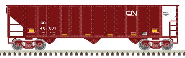 Atlas N 90-Ton 3-Bay Hopper with Load - Ready to Run -- Canadian National CC 40035 (Boxcar Red, white)