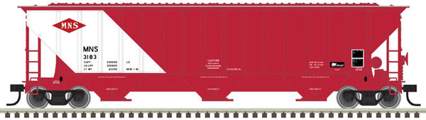 Atlas N Thrall 4750 3-Bay Covered Hopper - Minneapolis, Northfield and Southern 3169 (red, white)
