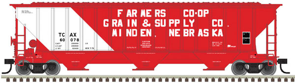 Atlas N Thrall 4750 3-Bay Covered Hopper - Transportation Corporation of America 60078 (red, white)