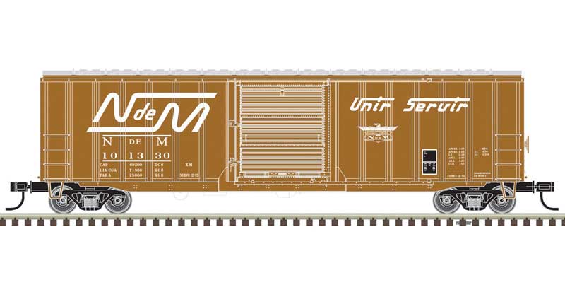 Atlas ACF(R) 50'6" Boxcar - Ready to Run -- N de M 101330 (Boxcar Red, white) - ATL50005992