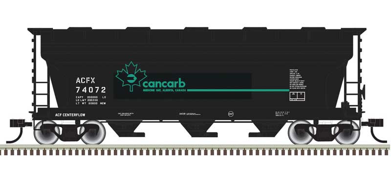 Atlas N ACF 3560 Center-Flow Covered Hopper - Ready to Run -- Cancarb Atlas N ACFX 74072 (Black, Blue)