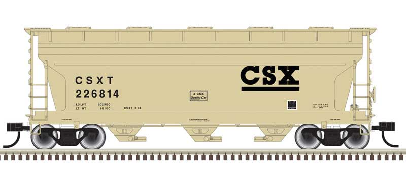 Atlas N ACF 3560 Center-Flow Covered Hopper - Ready to Run -- CSX 226814 (tan, Black)