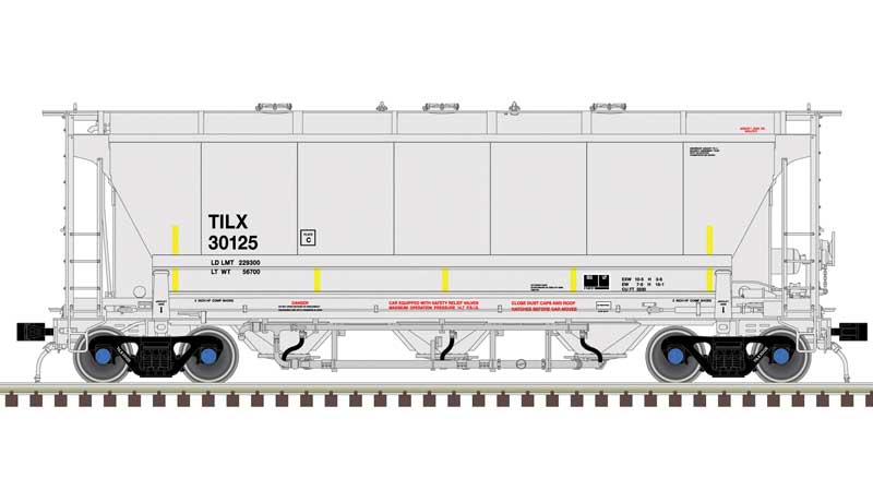 Atlas Trinity 3230 Pressure Differential PD Covered Hopper - Ready to Run Master Plu -- Trinity Industries Leasing TILX #30125 (gray, black) - ATL50006214