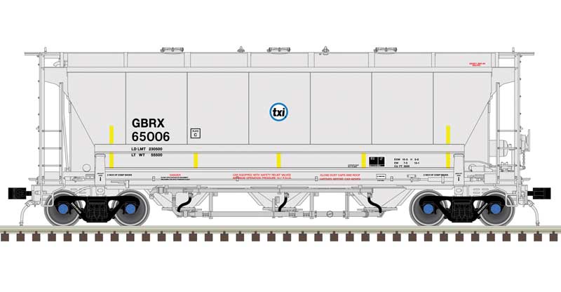 Atlas Trinity 3230 Pressure Differential PD Covered Hopper - Ready to Run Master Plu -- TXI GBRX #65005 (gray, black, blue) - ATL50006218