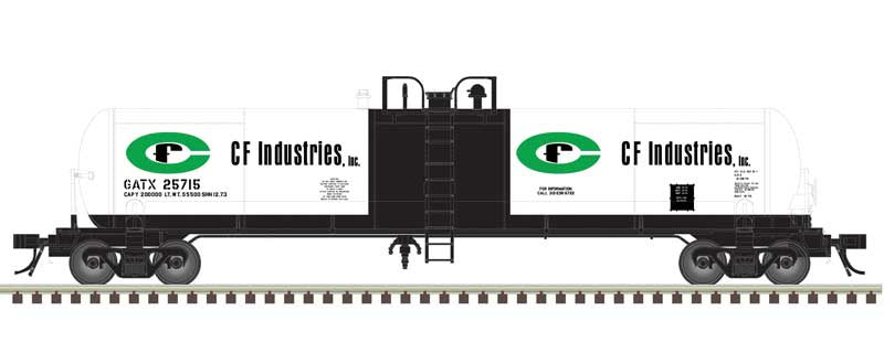 Atlas N GATX 20,700-Gallon Tank Car - Ready to Run - Master(R) -- CF Industries GATX #25722 (white, black, green)