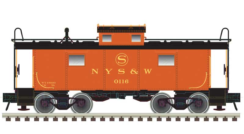 Atlas N NE-6 Caboose - Ready to Run - Master(R) -- New York, Susquehanna & Western #117 (red, yellow)