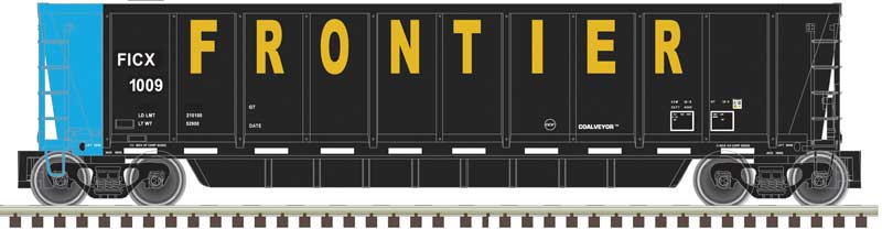 Atlas N Coalveyor Bathtub Gondola - Ready to Run - Master(R) -- Frontier Scrap Metals FICX #1007 (black, blue, yellow)