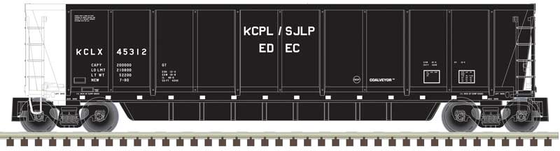 Atlas N Coalveyor Bathtub Gondola - Ready to Run - Master(R) -- Kansas City Power & Light - SJLP KCLX #45326 (black, white)