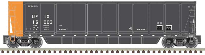Atlas N Coalveyor Bathtub Gondola - Ready to Run - Master(R) -- Utility Fuels UFIX #16003 (black, orange)
