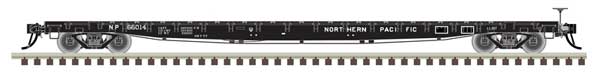 Atlas N GSI 60' Flatcar - Ready to Run -- Northern Pacific #66014 (black, white)