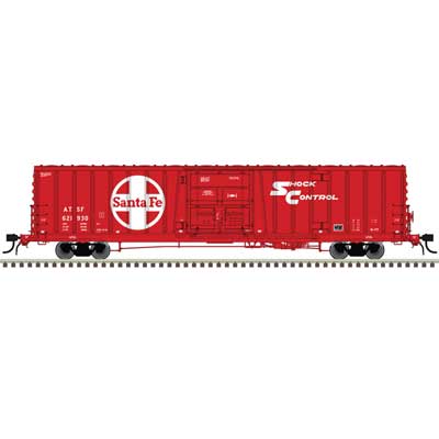 Atlas N Class BX-177 Plug-Door Boxcar - Ready to Run - Master(R) -- Santa Fe #621786 (Gothic Repaint, red, white, Shock Control Markings)