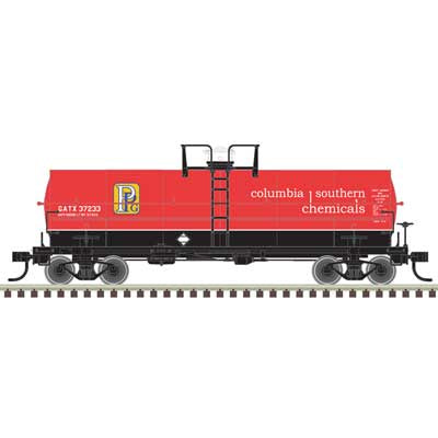 Atlas N 11,000-Gallon Tank Car w/Platform - Ready to Run - Master(R) -- PPG Columbia Southern GATX #37233 (orange, yellow, black)