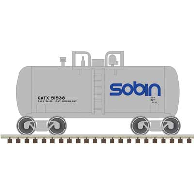 Atlas N 28' Beer Can Shorty Tank Car - Ready to Run -- Sobin GATX #91938 (gray, blue)