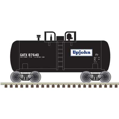 Atlas N 28' Beer Can Shorty Tank Car - Ready to Run -- Upjohn GATX #87644 (black, blue, white)