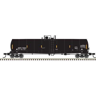 Atlas N ACF 23,500-Gallon Tank Car - Ready to Run - Master(R) -- ACFX #76361 (black, reporting marks only, yellow conspicuity marks)