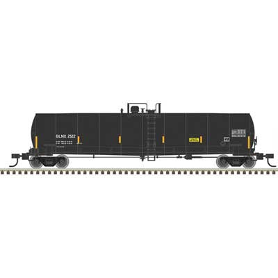 Atlas N ACF 23,500-Gallon Tank Car - Ready to Run - Master(R) -- GLNX #2530 (black, reporting marks only, yellow conspicuity marks)