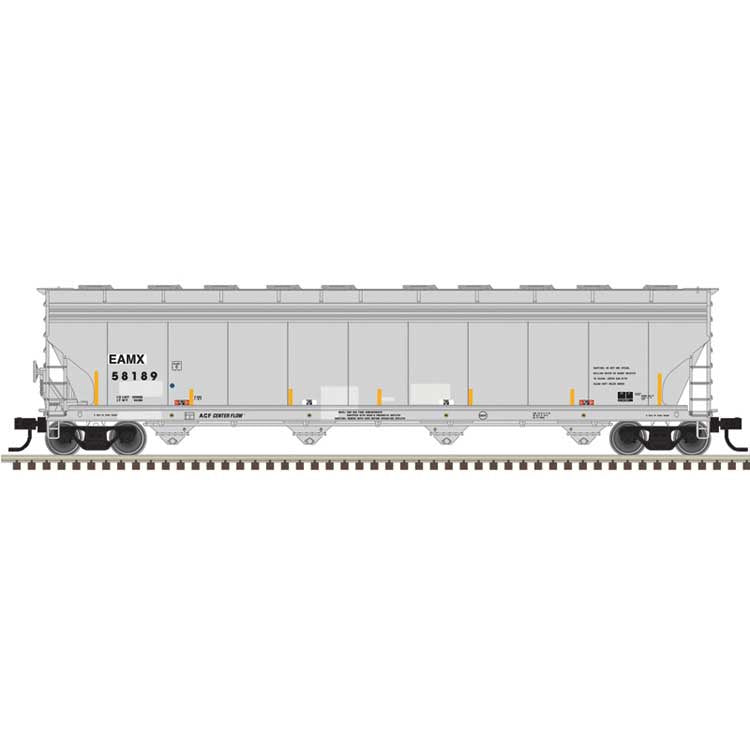 Atlas N ACF 5800 4-Bay Covered Hopper - Ready to Run - Master(R) -- Everest Railcar Services EAMX #58189 (gray, black, yellow conspicuity marks)