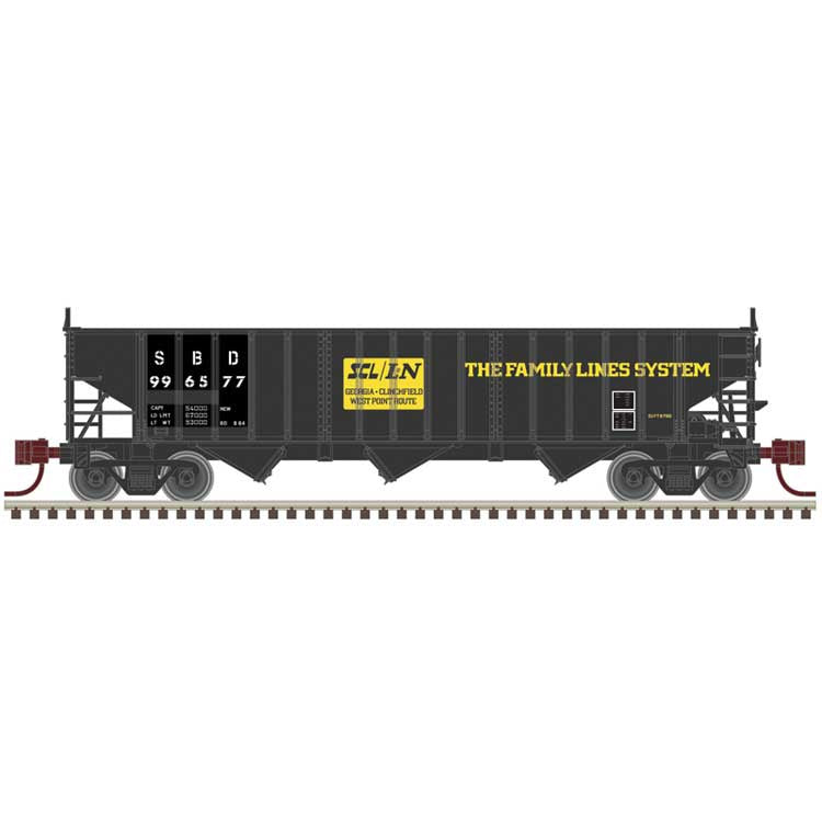 Atlas N Pullman-Standard PS-2750 3-Bay Hopper - Ready to Run - Master(R) -- Seaboard System #996572 (black, yellow)