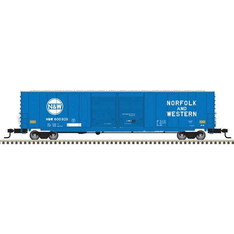 Atlas N ACF 60' Double-Door Auto Parts Boxcar - Ready to Run - Master(R) -- Norfolk & Western (N&W) #600929 (blue, white, Hamburger Logo)