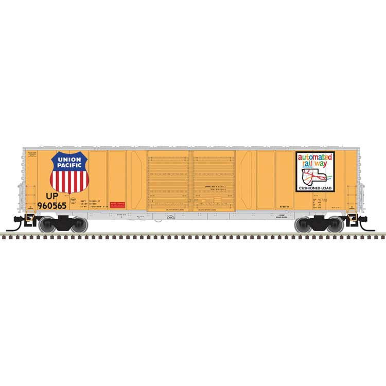 Atlas N ACF 60' Double-Door Auto Parts Boxcar - Ready to Run - Master(R) -- Union Pacific (UP) #960571 (Armour Yellow, silver, white, Automated Railway)