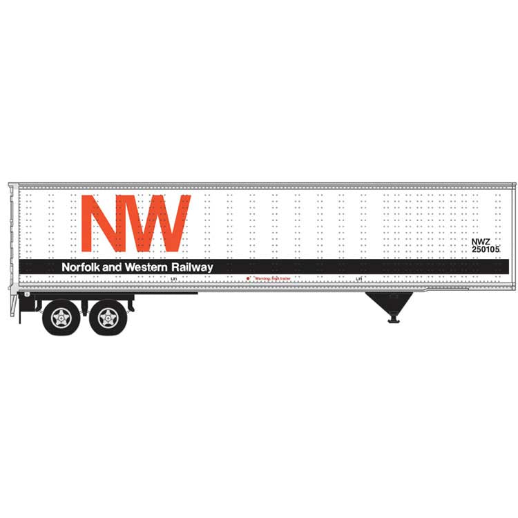 Atlas N 45' Pines Trailer - Assembled -- Norfolk & Western (N&W) #250069 (white, black, orange NW)