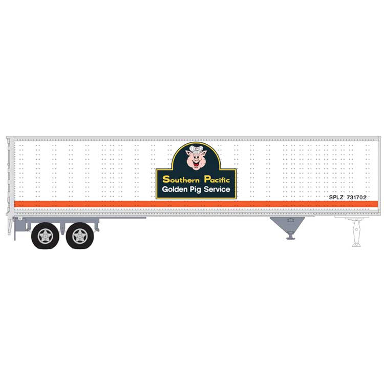 Atlas N 45' Pines Trailer - Assembled -- Southern Pacific (SP) #721702 (white, black, orange, Golden Pig)