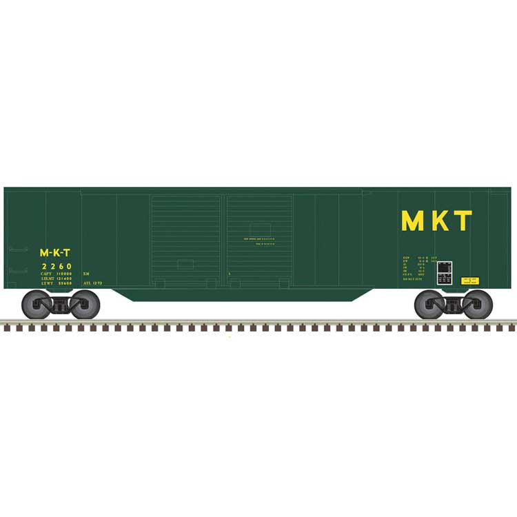 Atlas 50' Double-Door Boxcar - Ready to Run -- Missouri-Kansas-Texas #2260 (green, yellow)