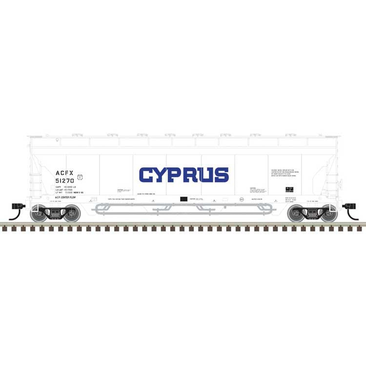 Atlas N ACF 4-Bay Center Flow(R) Pressureaide(R) Covered Hopper - Ready to Run - Maste -- Cyprus ACFX #51270 (white, black)