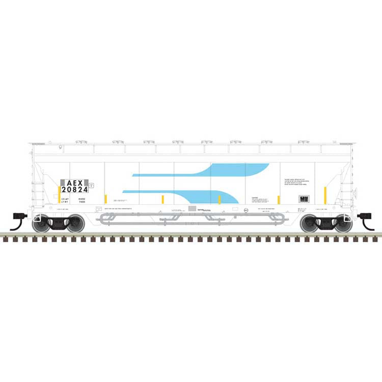 Atlas N ACF 4-Bay Center Flow(R) Pressureaide(R) Covered Hopper - Ready to Run - Maste -- The Andersons AEX #20824 (gray, blue)