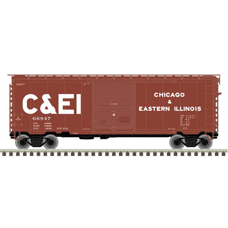 Atlas N PS-1 40' Boxcar w/8' Door - Ready to Run - Master -- Chicago & Eastern Illinois (C&EI) #66847 (Boxcar Red, white, Billboard C&EI)