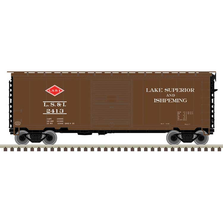Atlas N PS-1 40' Boxcar w/8' Door - Ready to Run - Master -- Lake Superior & Ishpeming (LS&I) #2413 (Boxcar Red, black, red)