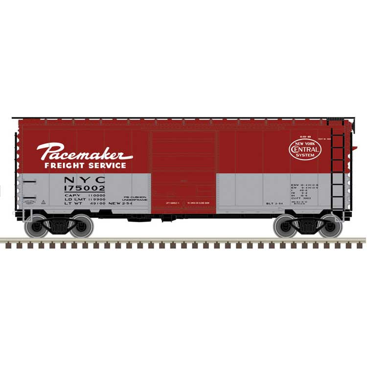 Atlas N PS-1 40' Boxcar w/8' Door - Ready to Run - Master -- New York Central (NYC) #175002 (Pacemaker, black, gray)