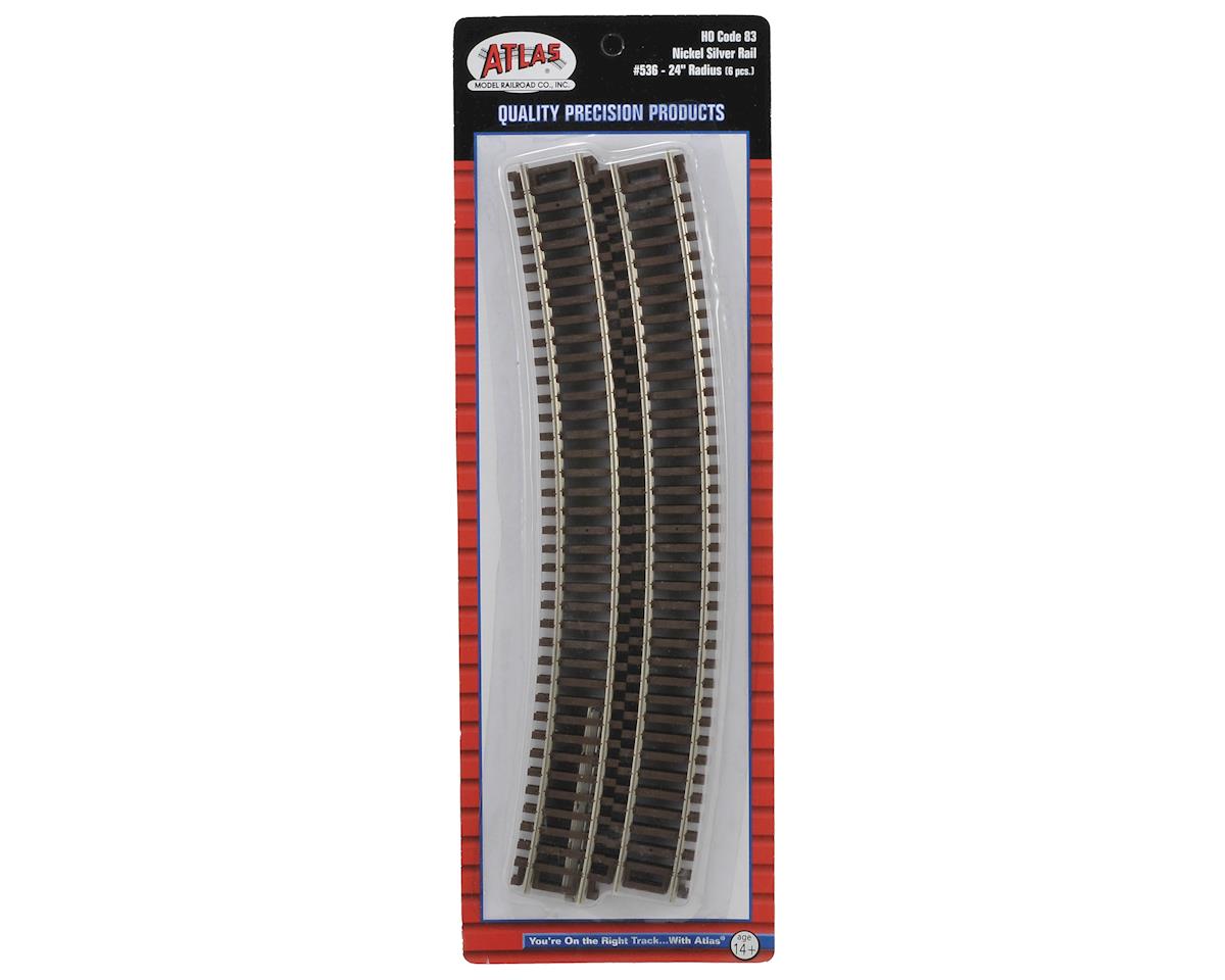 Atlas Code 83 Curved Snap Track -- 24" Radius w/Brown Ties pkg(6) - ATL536