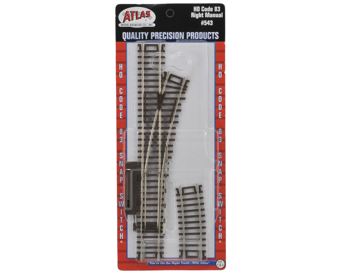 Atlas Code 83 Snap-Switch(R) Manual Turnout -- 18" Radius, Right Hand - ATL543