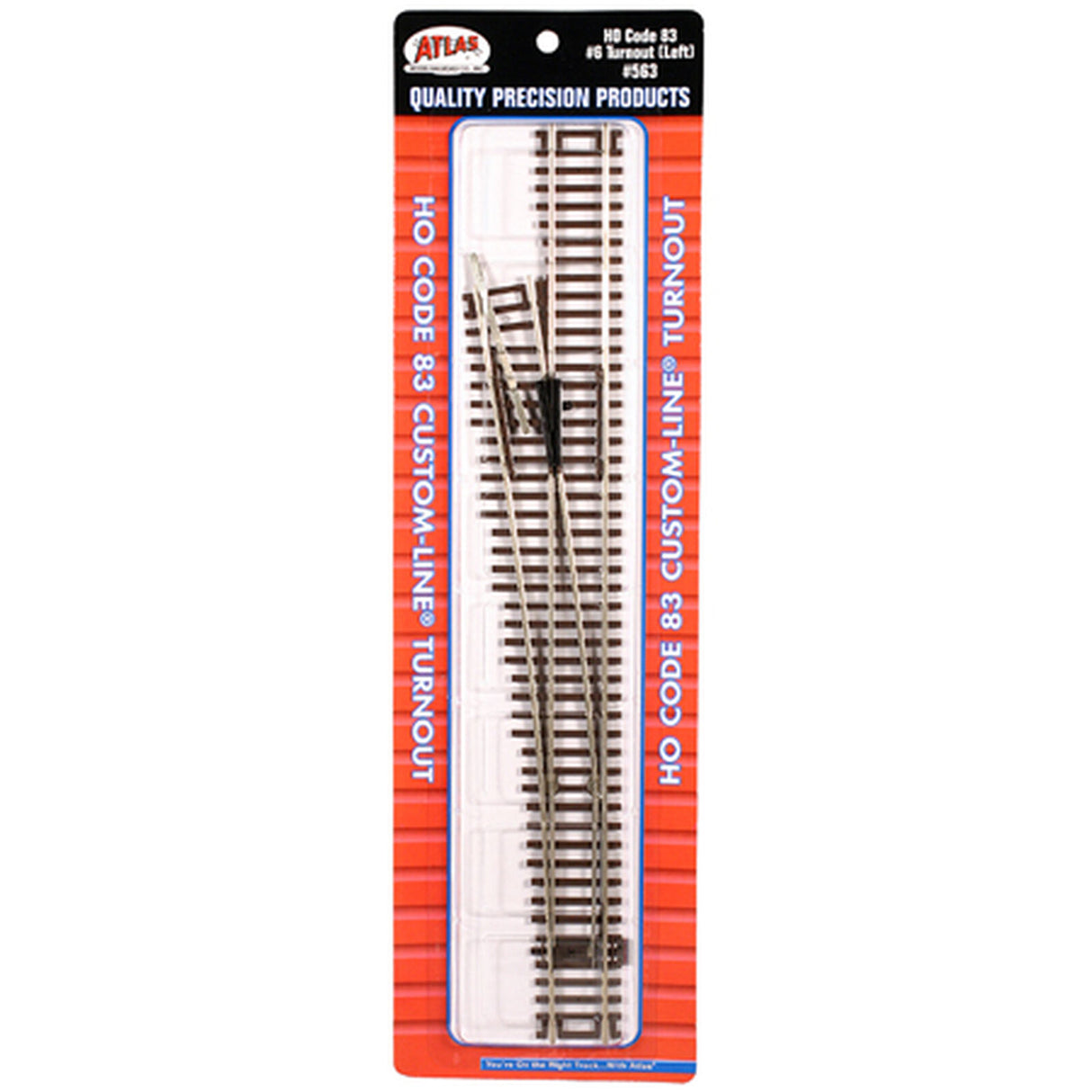 Atlas Code 83 Turnout with Nickel-Silver Rail and Brown Ties - Custom Line(R) -- No. 6 Left Hand - ATL563