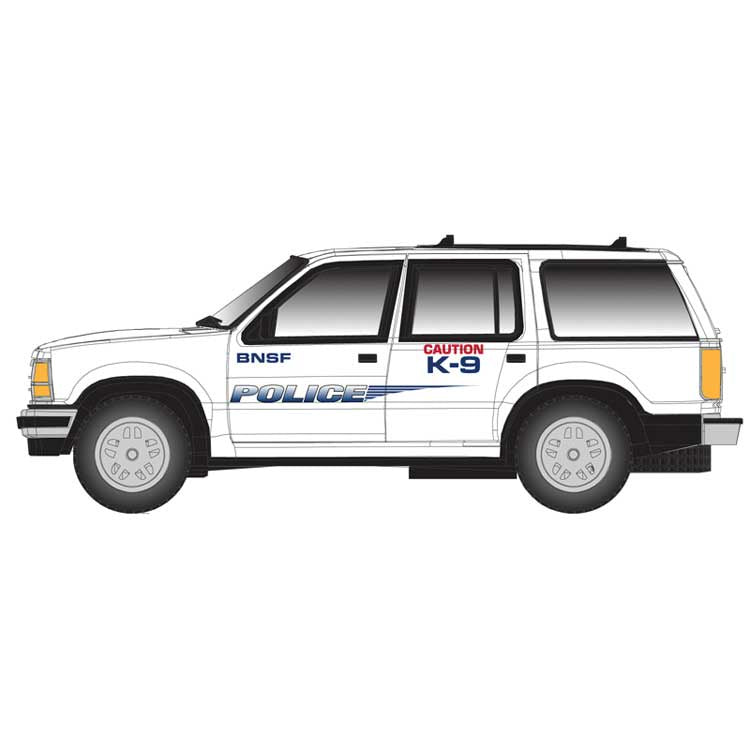 Atlas N 1993 Ford(R) Explorer 2-Pack - Assembled -- BNSF Railway Police (white, blue, red)