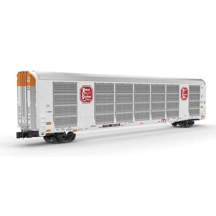 Atlas Z Gunderson Multi-Max Enclosed Auto Rack - Ready to Run - Master(R) -- Kansas City Southern #697293 (Rack# V5186; white, red)