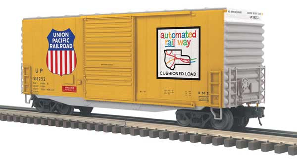 Atlas O 40' Hy-Cube Boxcar - 3-Rail - Ready to Run - Trainman(TM) -- Union Pacific (Armour Yellow, Large Shiteld & Map Logos) #518257