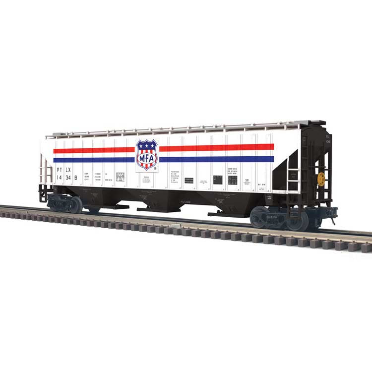 Atlas O 2001641 Pullman-Standard PS-4750 Covered Hopper - 3-Rail - Ready to Run - Trainman(R) -- MFA (white, black, red, blue) #14352