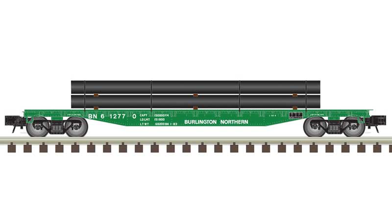 Atlas O O 52'6" FLAT CAR W/LOAD - Burlington Northern ( BN )#612770 - ATO20020121