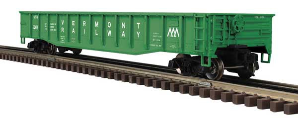 Atlas O 52' 6" Gondola - 3-Rail - Ready to Run - Trainman(R) -- Vermont Railway (green, white) #1200