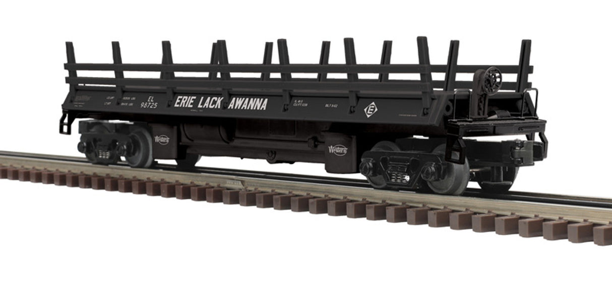 Operating Log Dump Car with Load - 3-Rail - Premier -- Erie Lackawanna (gray, black) #98741