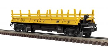 Operating Log Dump Car with Load - 3-Rail - Premier -- Pittsburgh & Lake Erie (yellow, black) #2908