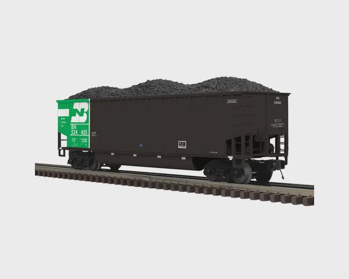 Coalporter Coal Gondola - 3-Rail - Ready to Run - Premier -- Burlington Northern (black, green, white) #534390