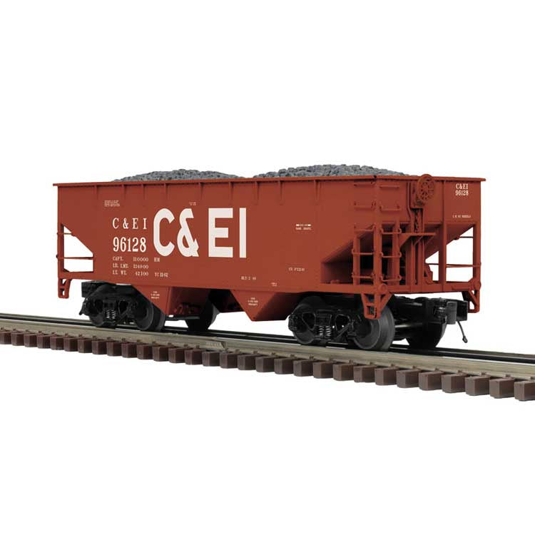 Atlas O Offset-Side 2-Bay Hopper - 3-Rail - Ready to Run - Premier -- Chicago and Eastern Illinois (Boxcar Red, Large C&EI) #96128