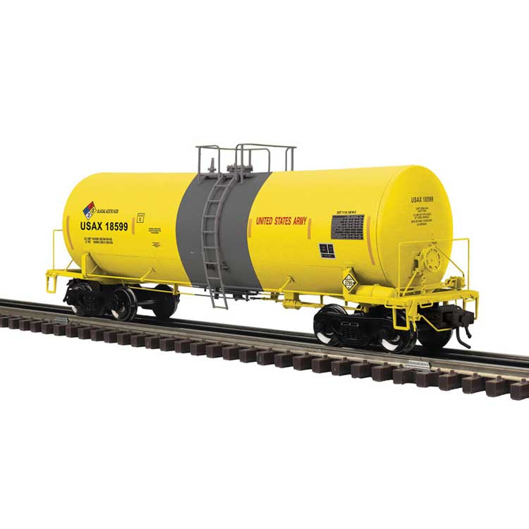 Atlas O 17,600-Gallon Corn Syrup Tank Car - 3-Rail - Ready to Run - Master(R) -- US Army (yellow, gray, yellow conspicuity marks) #18601